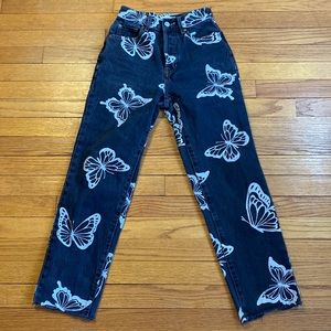 PacSun Black Butterfly High Waisted Straight Leg Jeans XXS 0